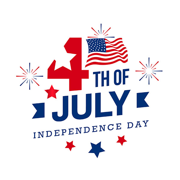 4th of July on white background