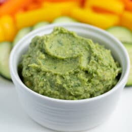 green goddess hummus with fresh veggies for dipping