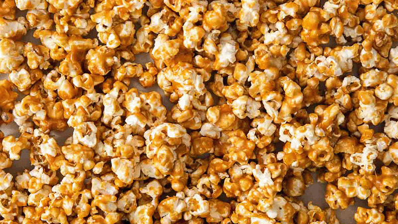 Sheet of golden crispy caramel corn