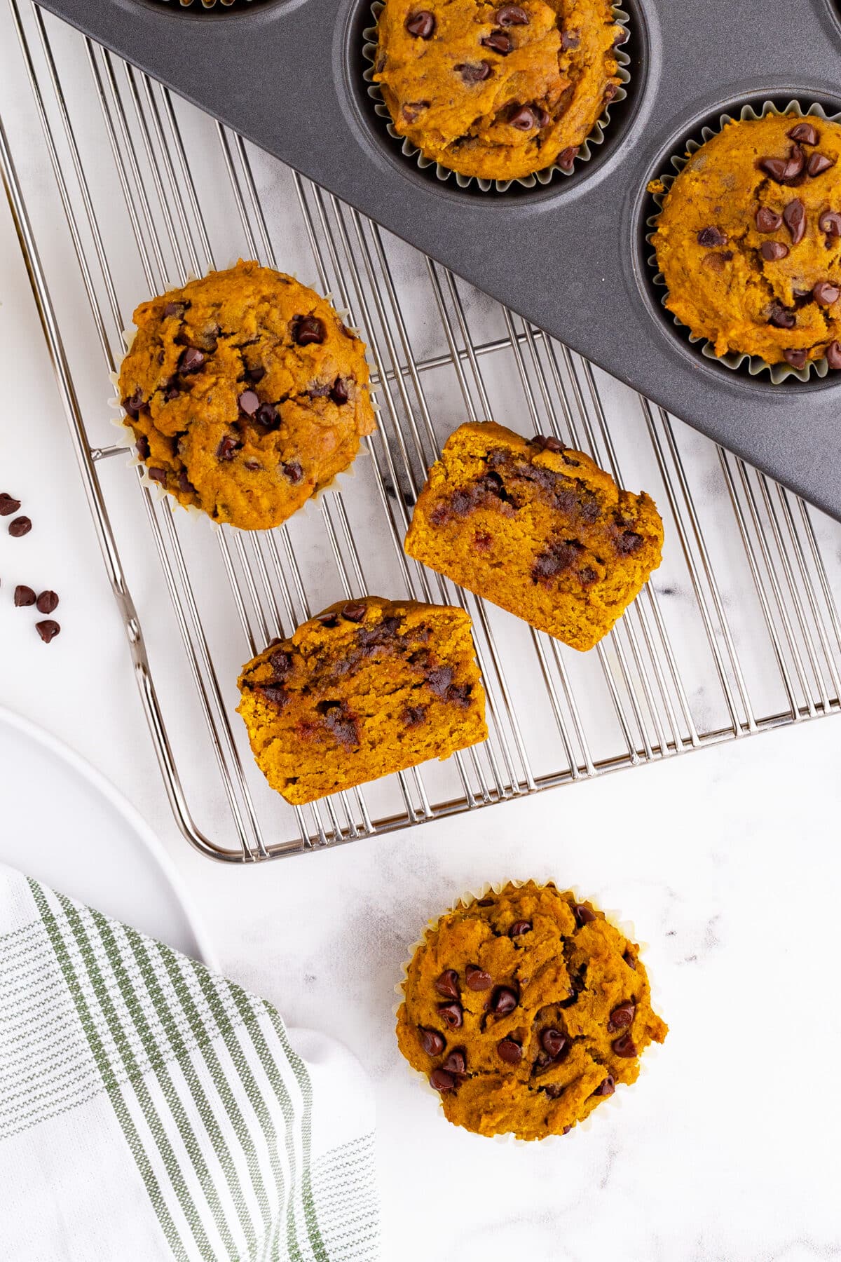 pumpkin muffins on a cooling rack 
