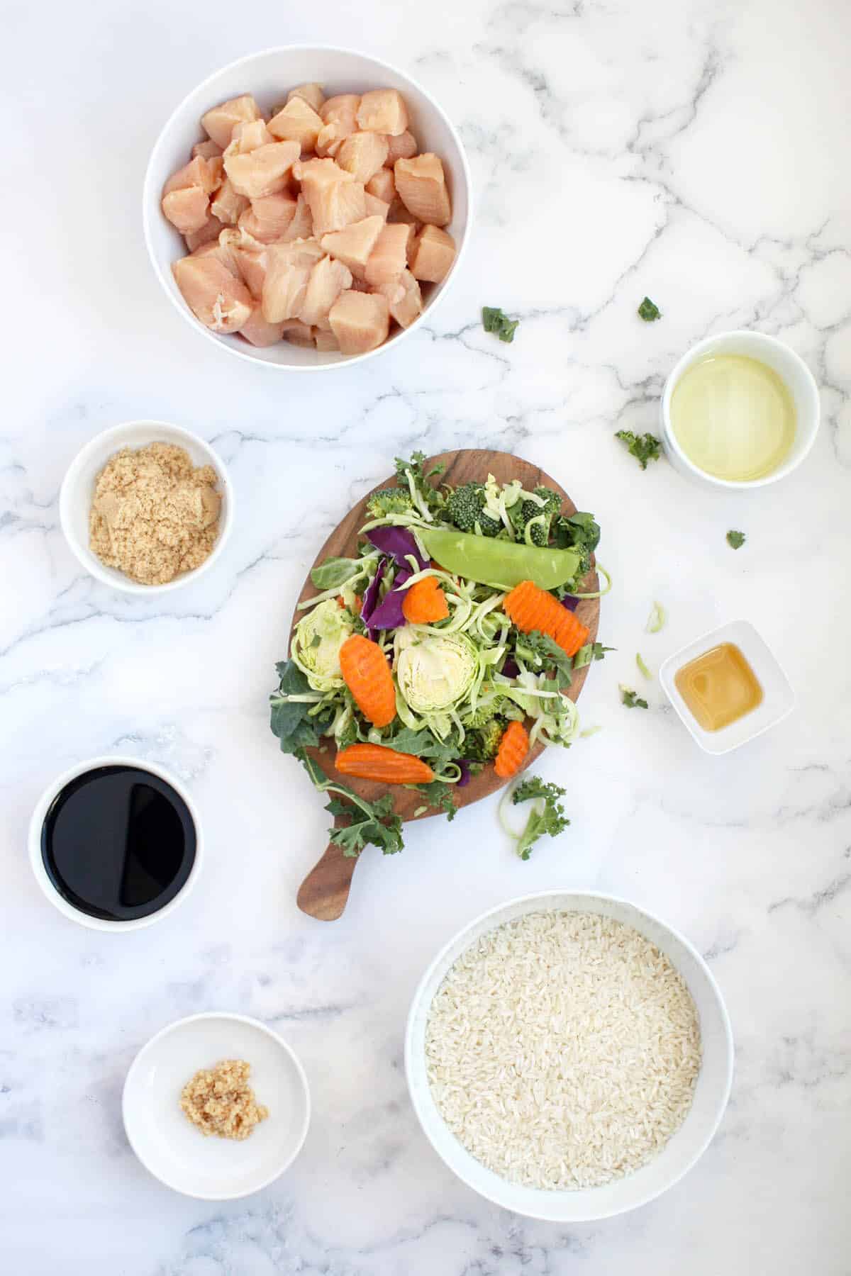 ingredients for teriyaki chicken bowls